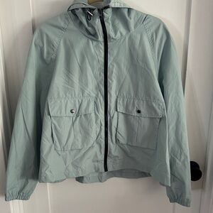 Zara Light Blue Hooded Rain Jacket